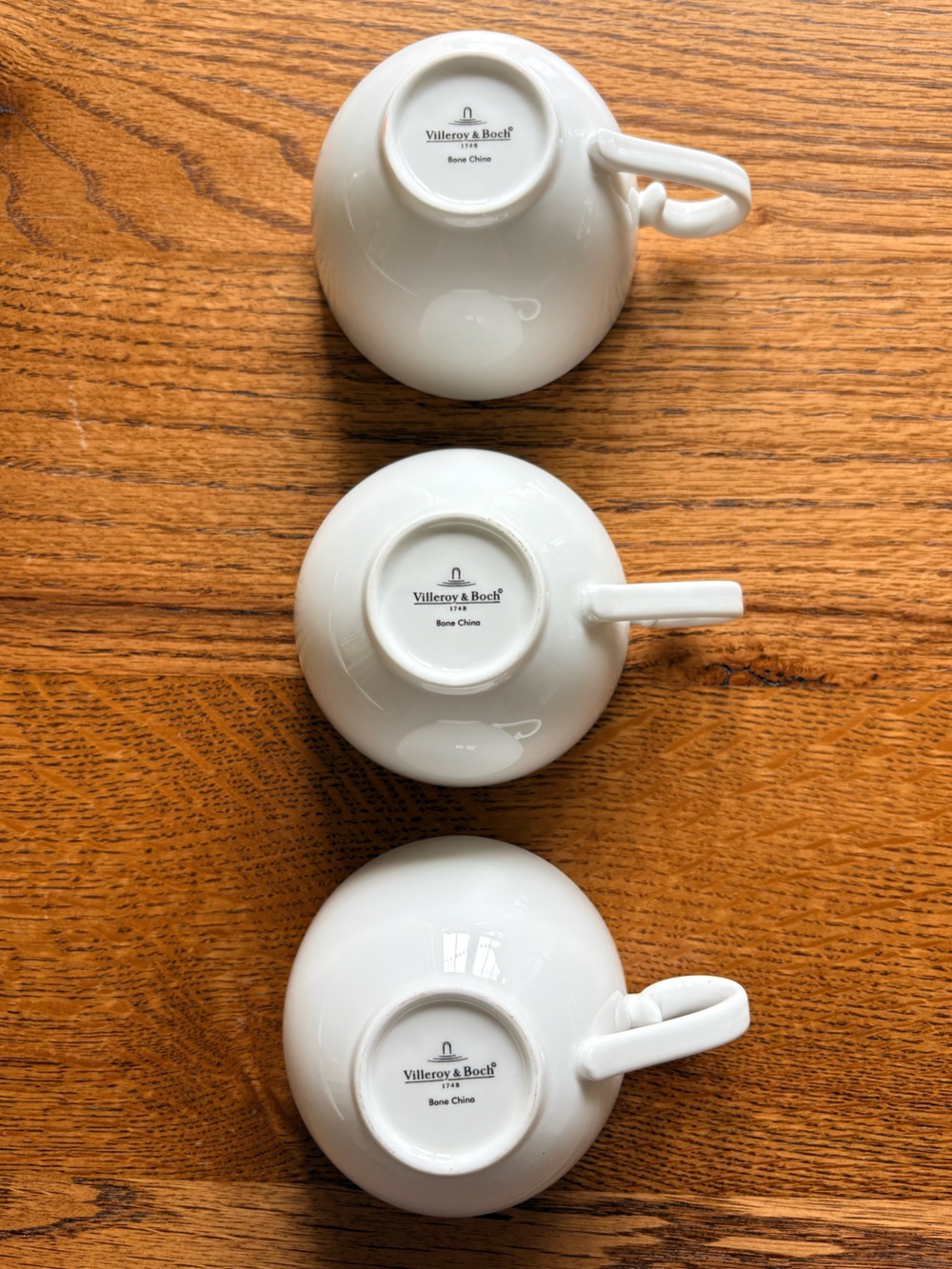 Set of 3-Villeroy and Boch Royal Weiss Fine Bone cups & saucers- made in Germany - Picture 6 of 15